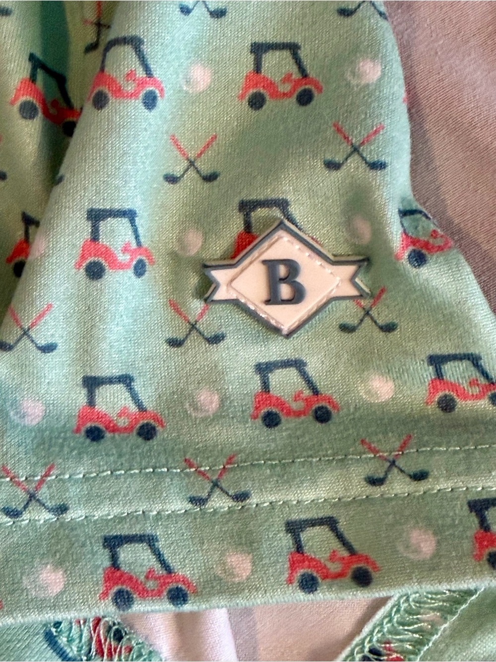 BURLEBO Boy's Performance Polo Size S Mint Green w/Golf Carts & Clubs Print - Picture 4 of 7